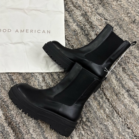 NWOT Good American Combat Chelsea Boots Sz 8 | Good American Combat Black Boots- - Picture 8 of 11